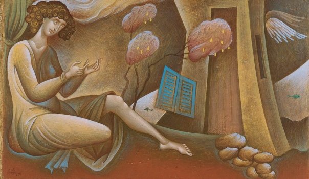 A PRAYER. 25X45 CM. EGG TEMPERA ON BOARD. 2000 αντίγραφο
