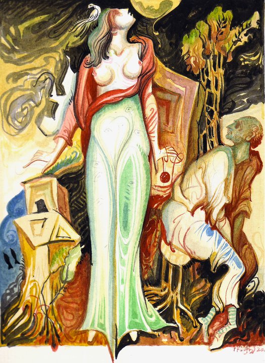 BECAUSE LOVE DOESNT ASK WHAT LOVE IS. Egg Tempera on Board. 17x24 cm. 2010,