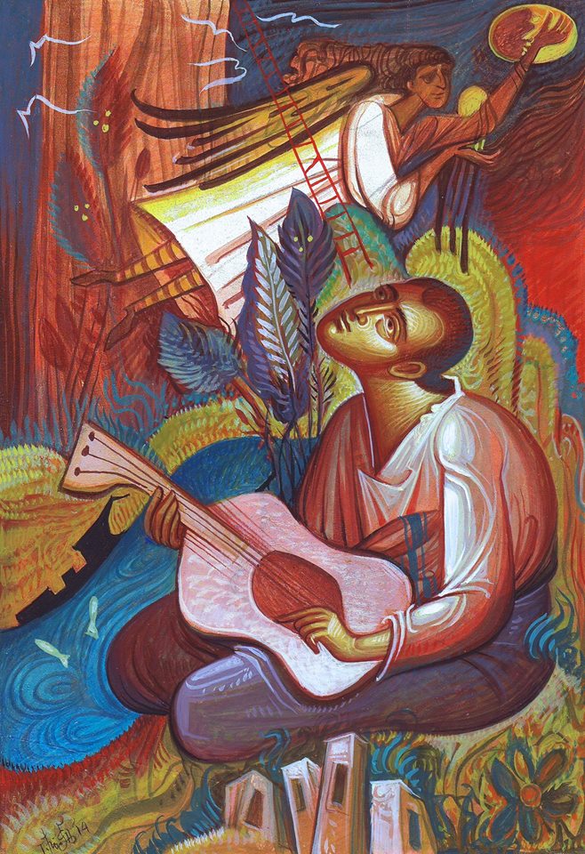 SINGER, EGG TEMPERA ON CANVAS ON BOARD, 17x24 cm, 2014, 
